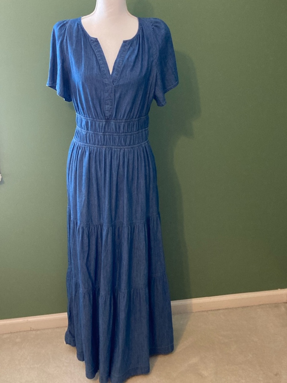 Tommy Hilfiger Flutter Sleeve Maxi Dress-Size 10